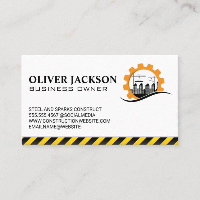 Construction Cranes | Commercial Buildings Business Card (Front)