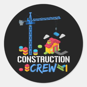 Construction Crew Bricklayer Building Blocks Maste Classic Round Sticker