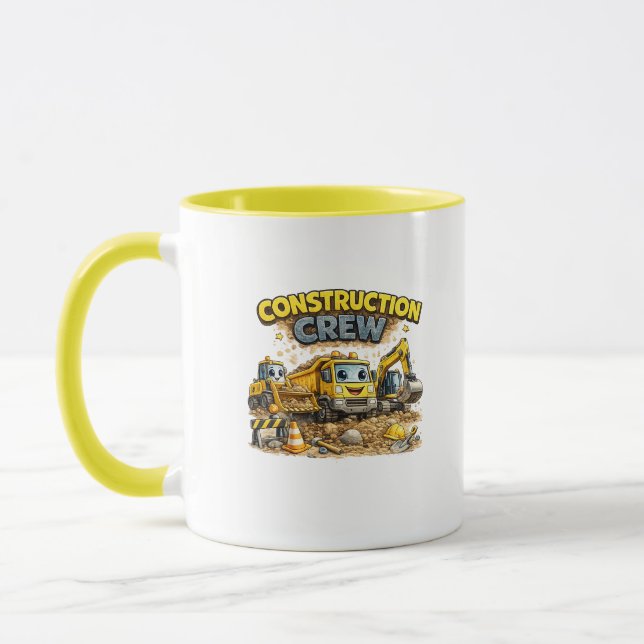 Construction Crew Cute Cartoon Excavator Mug (Left)