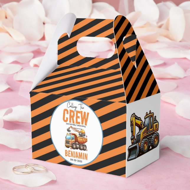 Construction Crew Dump Truck Boy 2nd Birthday Favor Box (Wedding)