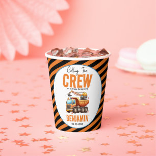 Construction Crew Dump Truck Boy 2nd Birthday Paper Cups