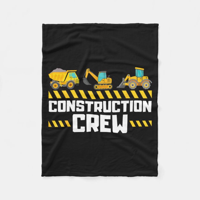 Construction Crew Worker Excavator Boys Girls Kids Fleece Blanket (Front)
