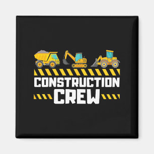 Construction Crew Worker Excavator Boys Girls Kids Magnet