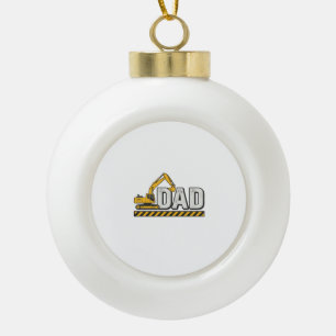 Construction Dad Excavator Vintage Shirt Design_1 Ceramic Ball Christmas Ornament