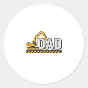 Construction Dad Excavator Vintage Shirt Design_1 Classic Round Sticker