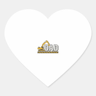 Construction Dad Excavator Vintage Shirt Design_1 Heart Sticker
