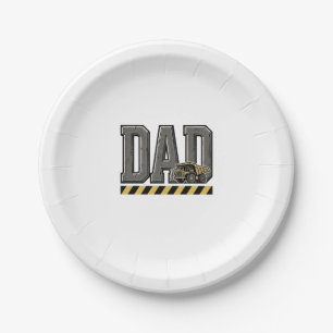 Construction Dad Vintage Engraving T-Shirt Design_ Paper Plate