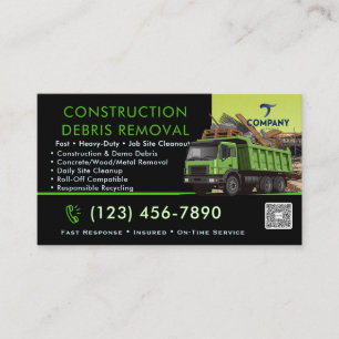 Construction Debris Removal Business Card - Job