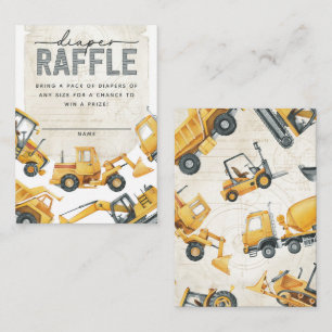 Construction Diaper and Wipes Raffle Card Insert