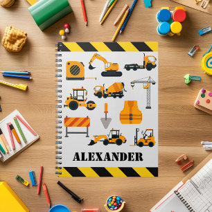 Construction Digger Kids Personalized Notebook