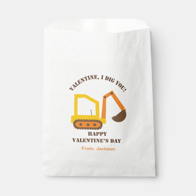 Construction Digger Valentine Favour Bags (Front)