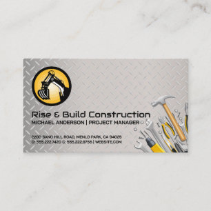 Construction Digger Vehicle Builder Tools Business Card