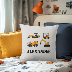 Construction Diggers Boys Cute Vehicles Cushion
