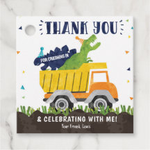 Construction Dinosaur Favour Tags Construction Tag