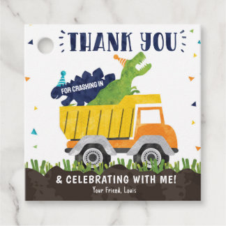 Construction Dinosaur Favour Tags Construction Tag