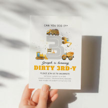 Construction Dirty 3ème anniversaire Invitation de