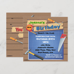 Construction d'outils Invitation de fête d'anniver