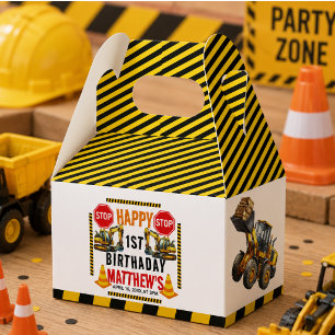 Construction Dump Truck 1st Birthday Party Favor Box