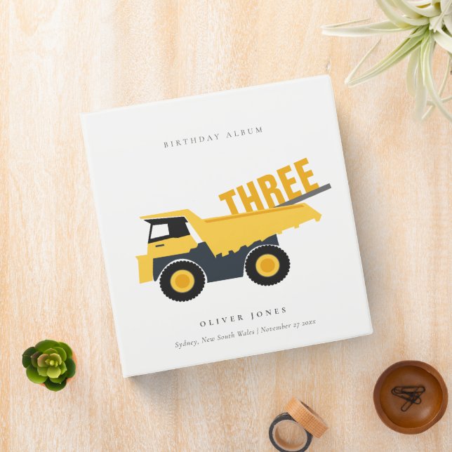 Construction Dump Truck Any Age Birthday Album Binder (In Situ)