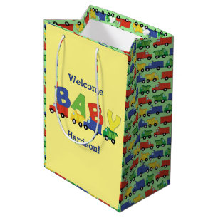 Construction Dump Truck Baby Shower Boy Medium Gift Bag
