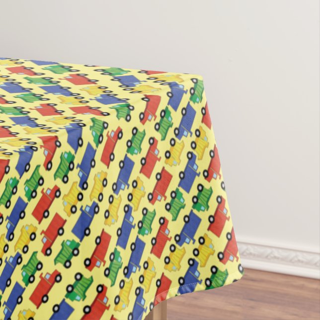 Construction Dump Truck Baby Shower Boy Tablecloth (In Situ)