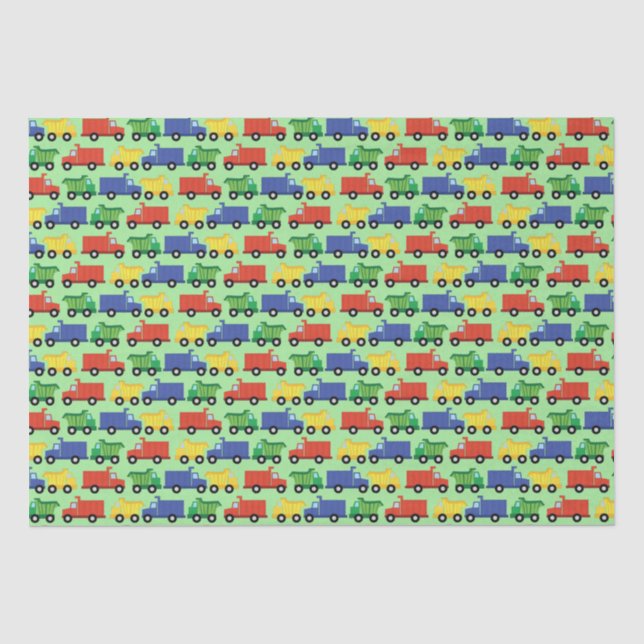 Construction Dump Truck Baby Shower Boy Tissue Paper (Front)