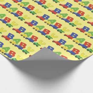 Construction Dump Truck Baby Shower Boy Wrapping Paper