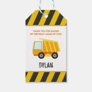 Construction Dump Truck Birthday Gift Tags