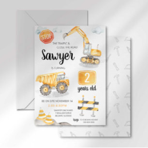 Construction Dump Truck Birthday Invitation
