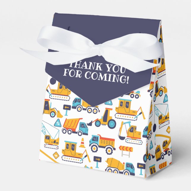 Construction Dump Truck Birthday Thank You Dark Favor Box (Front Side)