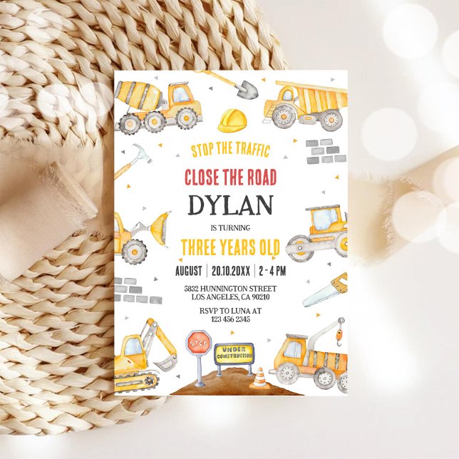 Construction Dump Truck Boy 2nd Birthday Invitation (Creator Uploaded)