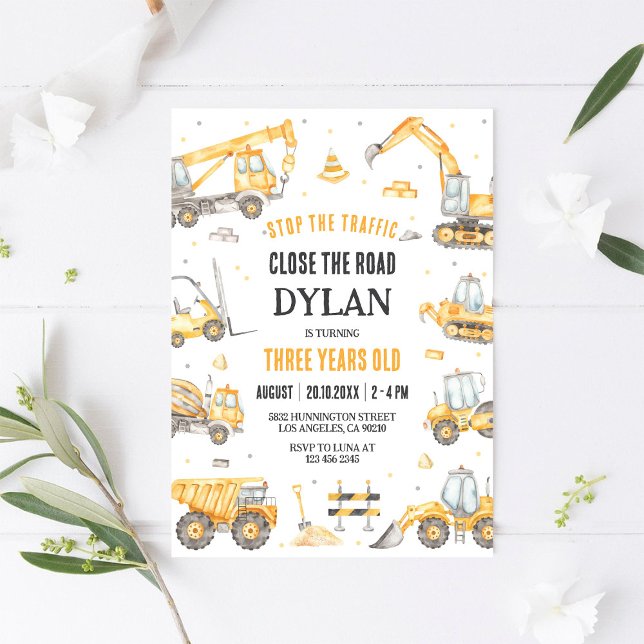 Construction Dump Truck Boy 2nd Birthday Invitation (Creator Uploaded)