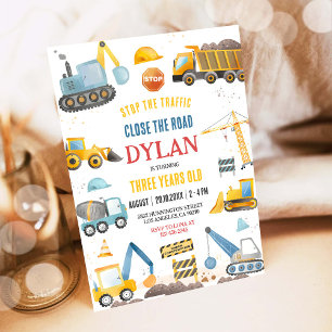 Construction Dump Truck Boy 2nd Birthday Invitation