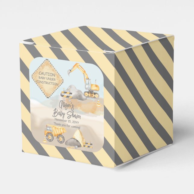 Construction Dump Truck Boy Baby Shower Favor Box (Front Side)