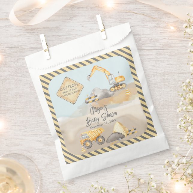 Construction Dump Truck Boy Baby Shower Favour Bag (Clipped)