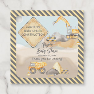 Construction Dump Truck Boy Baby Shower Favour Tags