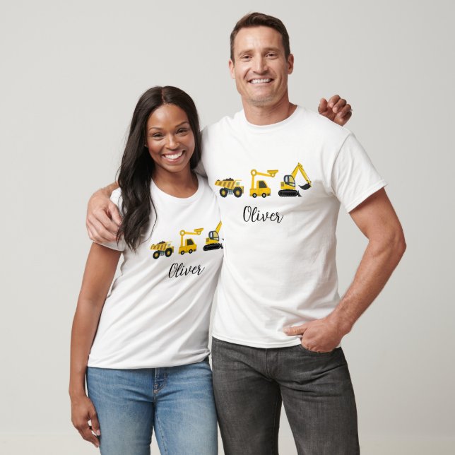 Construction Dump Truck, Crane & Excavator T-Shirt (Unisex)