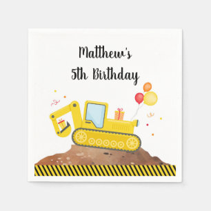 Construction Dump Truck Digger Boy Birthday Napkin