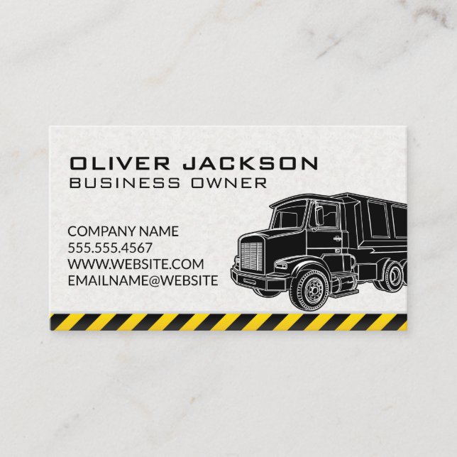 Construction Dump Truck Illustration Business Card (Front)