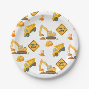 Construction Dump Truck Kids Any Age Birthday Paper Plate