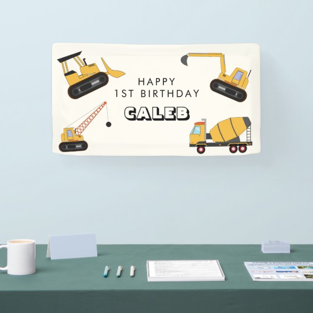 Construction Dump Truck Kids Birthday Banner (Tradeshow)