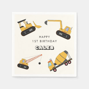 Construction Dump Truck Kids Birthday Napkin