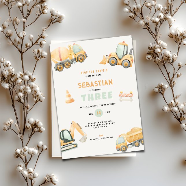 Construction Dump Truck Party Boys Birthday Invitation (Construction Dump Truck Party Boys Birthday Invitation)