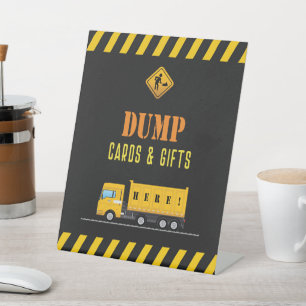 Construction Dump Truck Party Cards and Gifts Pedestal Sign