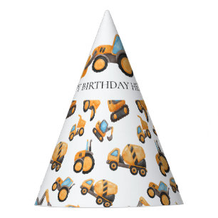 Construction Dump Truck Party Pattern Party Hat