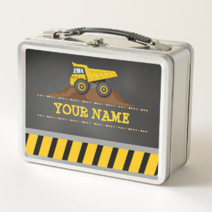 Construction Dump Truck Personalized Monogram Name Metal Lunch Box