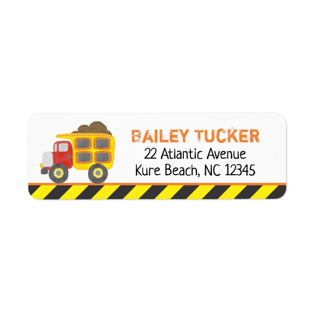 Construction Dump Truck Return Address (Front)