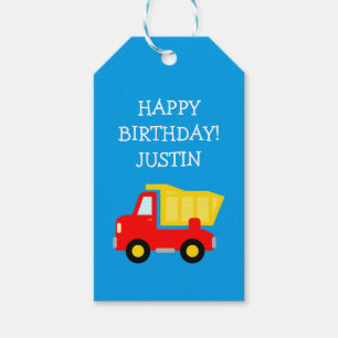 Construction dump truck toy custom kid's Birthday  Gift Tags