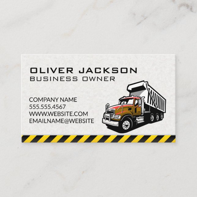 Construction Dump Truck Vehicle Business Card (Front)