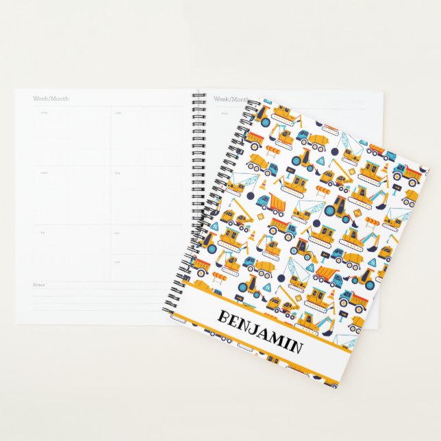 Construction Dump Truck Vehicles Personalized Kids Planner (Display)